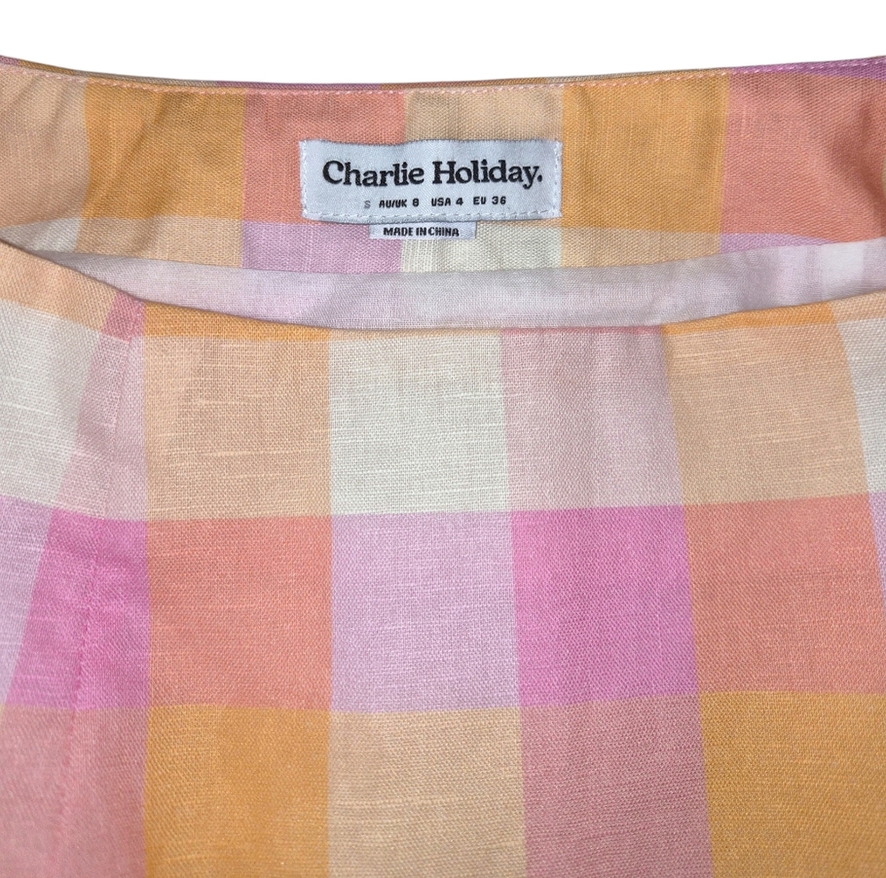 Charlie Holiday Andrea Check Mini Skirt Sz 4 - Picture 4 of 8